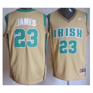 Irish High School #23 Lebron James Golden Yellow Baskteball Jerseys
