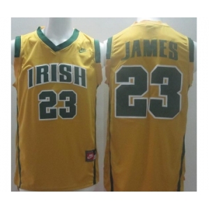 Irish High School 23 Lebron James Yellow Baskteball Jerseys
