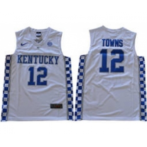 Kentucky Wildcats #12 Karl-Anthony Towns White Basketball Elite Stitched NCAA Jersey