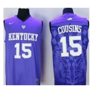 Kentucky Wildcats #15 DeMarcus Cousins Blue Basketball Stitched NCAA Jersey