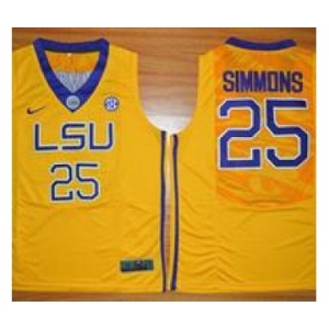 LSU Tigers #25 Ben Simmons Gold Basketball Stitched NCAA Jersey