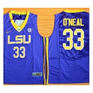 LSU Tigers #33 Shaquille O'Neal Purple Basketball Stitched NCAA Jersey