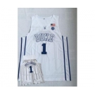 Men's Duke Blue Devils #1 Zion Williamson White College Basketball Jersey