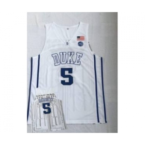 Men's Duke Blue Devils #5 R.J. Barrett White College Basketball Jersey