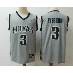 Men's Georgetown Hoyas #3 Allen Iverson Gray College Basketball Nike Jersey