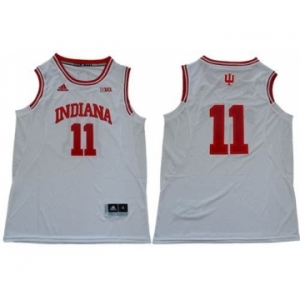 Men's Hoosiers #11 Isiah Thomas White Big 10 Patch Stitched College Basketball Jersey