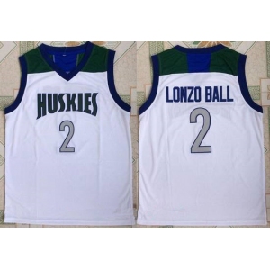 Men's Huskies High School #2 Lonzo Ball White Retro Swingman Stitched Basketball Jersey