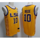 Men's LSU Tigers #10 Angel Reese Yellow Stitched Jersey