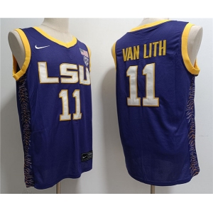Men's LSU Tigers #11 Hailey Van Lith Purple Stitched Jersey