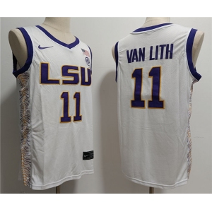 Men's LSU Tigers #11 Hailey Van Lith White Stitched Jersey