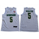 Men's Michigan State Spartans #5 Cassius Winston White 2019 Stitched College Basketball Jersey