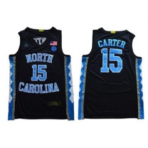 Men's North Carolina #15 Vince Carter Black Stitched College Basketball Jersey