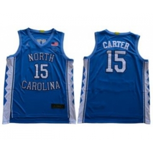 Men's North Carolina #15 Vince Carter Blue Stitched College Basketball Jersey