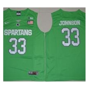 Michigan State Spartans #33 Magic Johnson Apple Green Basketball Stitched NCAA Jersey