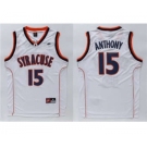 Orange #15 Carmelo Anthony White Basketball Stitched NCAA Jersey
