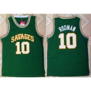 Savage Storm #10 Dennis Rodman Green College Basketball Jersey