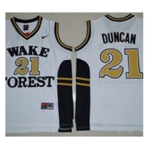 Wake Forest Demon Deacons #21 Tim Duncan White Basketball Stitched NCAA Jersey
