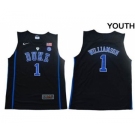 Youth Duke Blue Devils #1 Zion Williamson Black Elite Stitched College Basketball Jersey