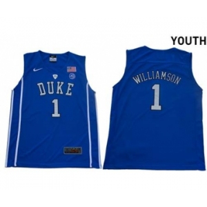 Youth Duke Blue Devils #1 Zion Williamson Blue Elite Stitched College Basketball Jersey