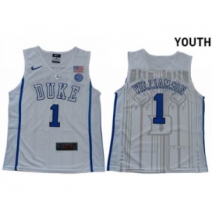 Youth Duke Blue Devils #1 Zion Williamson White Elite Stitched College Basketball Jersey