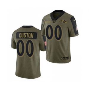 Men's Baltimore Ravens ACTIVE PLAYER Custom 2021 Olive Salute To Service Limited Stitched Football Jersey