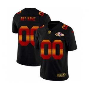 Men's Baltimore Ravens Custom Black Red Orange Stripe Vapor Limited Football Jersey