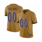 Men's Baltimore Ravens Customized Gold Stitched Football Limited Inverted Legend Jersey