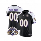 Men's Nike Baltimore Ravens Active Player Custom Black White 2023 F.U.S.E Throwback Vapor Limited Stitched Jersey