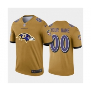 Men's Ravens Custom Gold Football Team Big Logo Fashion Vapor Limited Jersey
