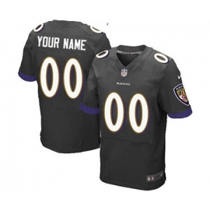 Men's Baltimore Ravens Customized Black Alternate Custom Elite Football Jersey