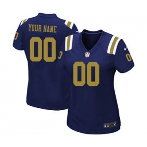 Women's New York Jets Customized Navy Blue Alternate Jersey