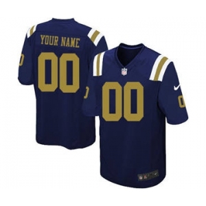 Youth New York Jets Customized Navy Blue Alternate Football Jersey