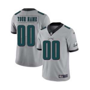 Men's Philadelphia Eagles Customized Silver Stitched Football Limited Inverted Legend Jersey