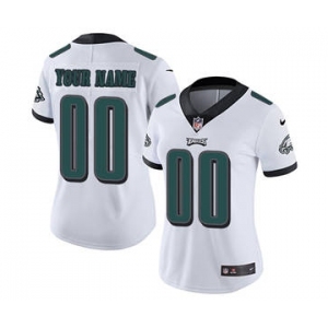 Women's Philadelphia Eagles Customized White Road Jersey