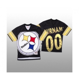 Men's Pittsburgh Steelers Custom Black Mitchell & Nell Big Face Fashion Limited Football Jersey