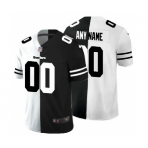 Men's Pittsburgh Steelers Custom Black V White Peace Split Vapor Untouchable Limited Football Jersey