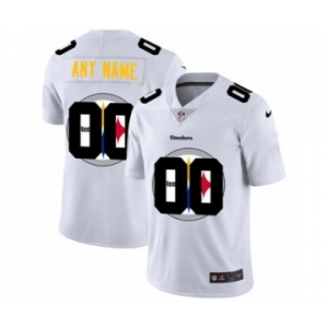 Men's Pittsburgh Steelers Custom White Team Logo Dual Overlap Limited Football Jersey