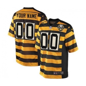 Men's Pittsburgh Steelers Customized Yellow Black Alternate 80TH Anniversary Throwback Elite Football Jersey