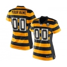 Women's Pittsburgh Steelers Throwback Customized 80th Gold Black Alternate Jersey