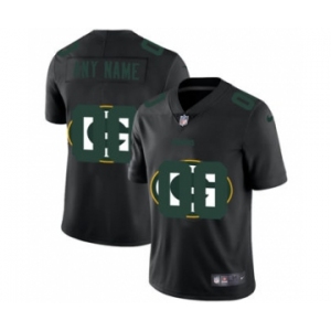 Men's Green Bay Packers Custom Team Logo Dual Overlap Limited Football Jersey Black
