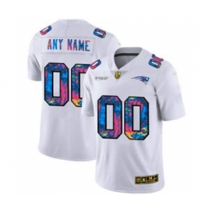 Men's New England Patriots Custom White Multi-Color 2020 Football Crucial Catch Limited Football Jersey