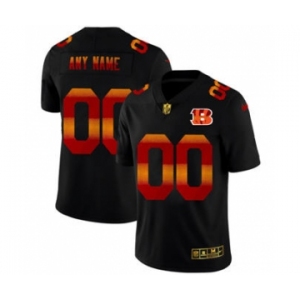 Men's Cincinnati Bengals Custom Black Red Orange Stripe Vapor Limited Football Jersey