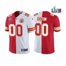 Men's Kansas City Chiefs ACTIVE PLAYER Custom Red White Split Super Bowl LVII Patch Vapor Untouchable Limited Stitched Jersey