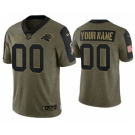 Men's Carolina Panthers ACTIVE PLAYER Custom 2021 Olive Salute To Service Limited Stitched Football Jersey