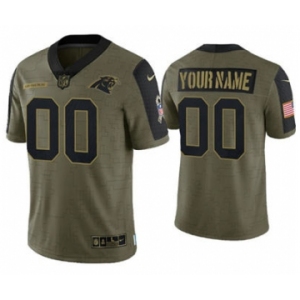 Men's Carolina Panthers ACTIVE PLAYER Custom 2021 Olive Salute To Service Limited Stitched Football Jersey