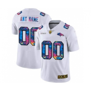 Men's Denver Broncos Custom White Multi-Color 2020 Football Crucial Catch Limited Football Jersey