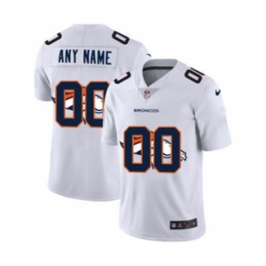 Men's Denver Broncos Custom White Team Logo Dual Overlap Limited Football Jersey