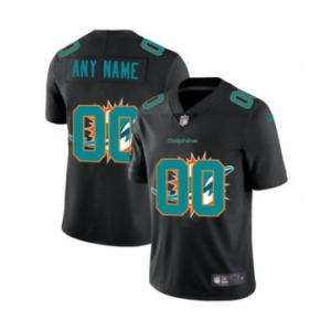 Men's Miami Dolphins Custom Team Logo Dual Overlap Limited Football Jersey Black