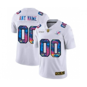 Men's Miami Dolphins Custom White Multi-Color 2020 Football Crucial Catch Limited Football Jersey
