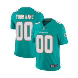 Men's Miami Dolphins Customized Aqua Green Team Color Vapor Untouchable Custom Limited Football Jersey
